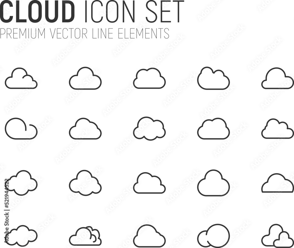 Canvas Prints simple line set of cloud icons.