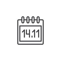 Diabetes day calendar line icon
