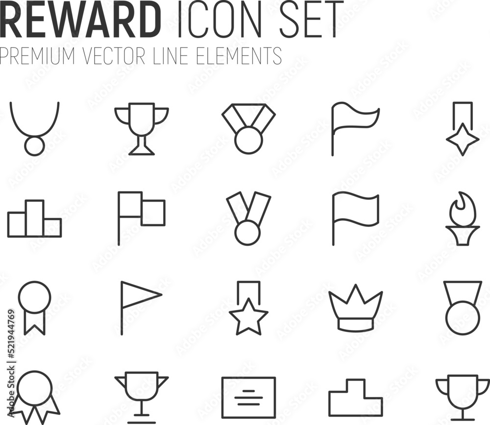 Canvas Prints simple line set of reward icons.