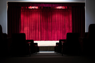 Cinema or theater scene with a curtain.