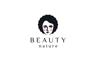 Woman beauty face logo icon design template flat vector illustration