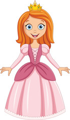Fototapeta na wymiar Cartoon beautiful princess in pink dress
