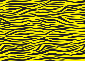 Zebra yellow abstract seamless pattern. Colorful stripes, repeating background. Vector printing for fabrics, posters, banners. 