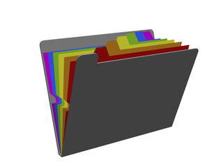 Opened colorful file folder. 3d Vector illustration.