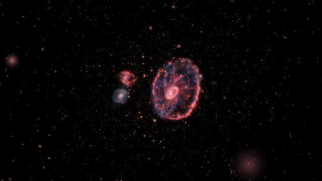 Wide-field view of Cartwheel Galaxy in the constellation of Sculptor. Zooming into the Cartwheel Galaxy.