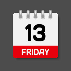 Vector icon day page calendar, date Friday 13