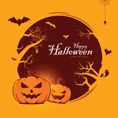Deurstickers Happy halloween party background - Vector illustration © Junnu