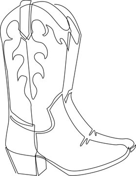 Western Boots Coloring Page  Cowboy boots and hatVector graphic  illustration  stock vector  Cowboy boots drawing Cowboy art Cowboy