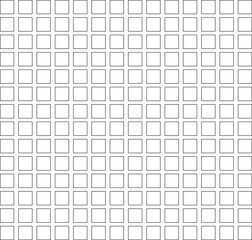 Black outlined squares, checkered pattern. Isolated png illustration, transparent background. Asset for overlay, montage, collage, mark making, brush, texture, grain or shape source.