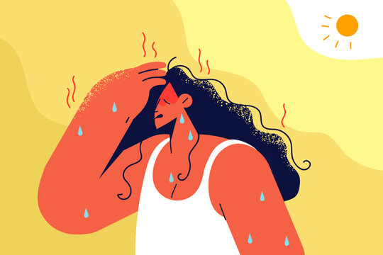 Unhealthy woman suffer from heatstroke 