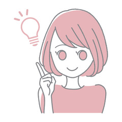 女性のシンプルなイラスト（ひらめき）