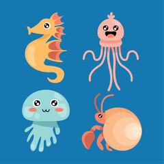 sealife animals four characters