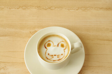 ネズミのラテアート