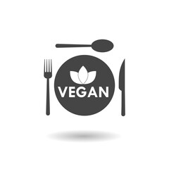 Vegan food diet icon with shadow
