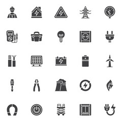 Electricity energy vector icons set