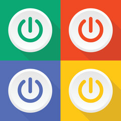 Power button on and off icon set in flat design.