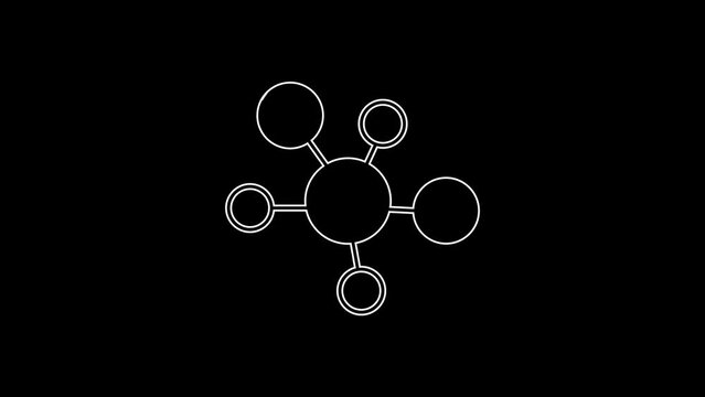 White line Mind map infographic icon isolated on black background. 4K Video motion graphic animation