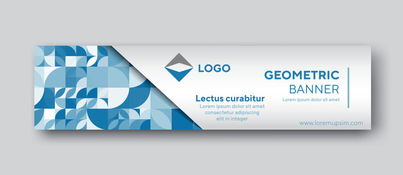 Blue banner design with geometric concept for your header, cover and linkedin
