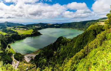 Obraz premium Scenic view of The Lake Furnas. Sao Miguel, Azores.