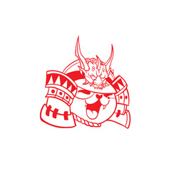 funny vector illustration of cat as a samurai , it can be use for shirt design or poster