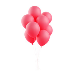 Obraz na płótnie Canvas Pink holiday balloons 3d render illustration. Bunch of flying helium balloon for birthday or anniversary congratulation concept - pastel floating inflated balls.