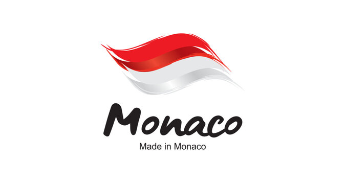 Made in Monaco handwritten flag ribbon typography lettering logo label banner