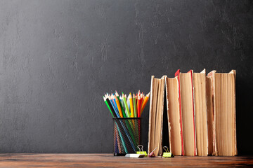 Old books and pencils