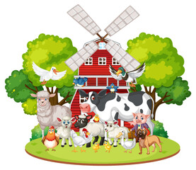 Obraz na płótnie Canvas Farming theme with many animals