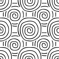 Seamless patterns, hand drawn spirals, shades of gray
