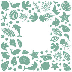 Creative square frame, minimalist decorative composition, .fancy illustration