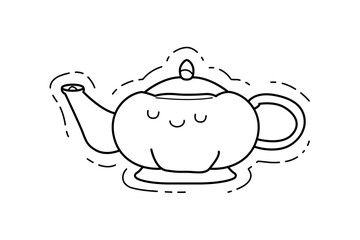 kitchen teapot kawai character, doodle vector