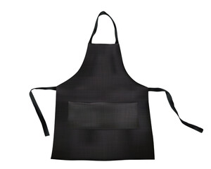 Realistic black blank apron mockup with fabric texture isolated from background. Vector protective cooking cloth template. Restaurant chef, waiter or barman uniform mock up for branding.