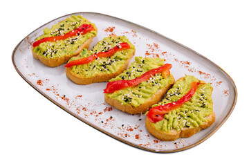 bruschetta with avocado sesame and seeds