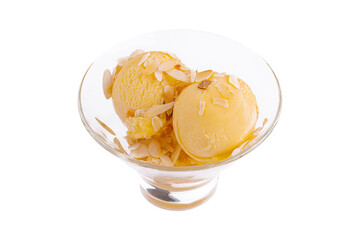 Vanilla ice cream in glass bowl