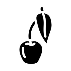 cherry leaf glyph icon vector. cherry leaf sign. isolated symbol illustration