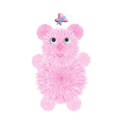 PINK BEAR CHASING BUTTERFLY ILLUSTRATION FILE