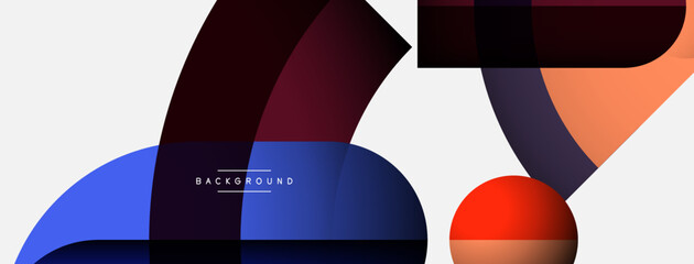 Geometric abstract background. Round shapes, circles, lines composition for wallpaper banner background or landing page