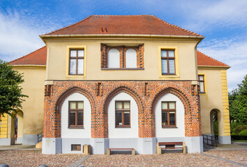 Facade of the historic town hall in Trzebiatow