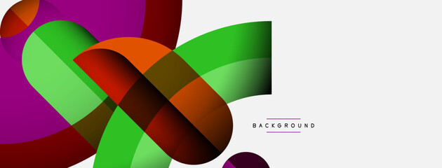 Fototapeta premium Geometric abstract background. Round shapes, circles, lines composition for wallpaper banner background or landing page