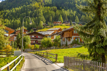 Houses in Zermatt alpine village, Switzerland