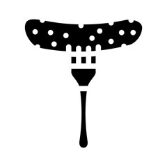 cucumber on fork glyph icon vector. cucumber on fork sign. isolated symbol illustration