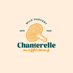 Chanterelle mushroom logo - obrazy, fototapety, plakaty