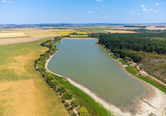 Fototapeta na wymiar Aerial view of Cetariu lake in Bihor county - Romania