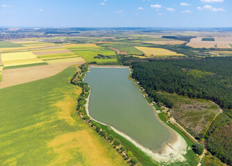Fototapeta na wymiar a small dam built on the course of a river against floods