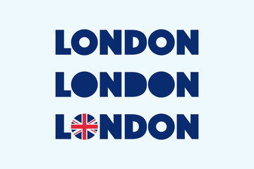 London Typography Designs Isolated Vector. Group of London UK Text Banner Sign, For T-shirts, Posters, Postcards and More.