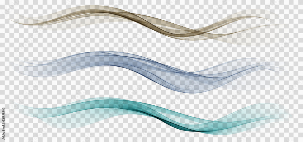 Poster wavy elements set. transparent color wave flow. design element