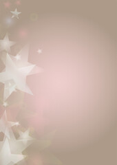 Vector Shiny Stars Confetti on Pink Background with Silver and White Light Spots. Magic Shiny Pastel Print. Baby Print. Gentle Stardust Pattern. Sparkle Festive Cover Design.