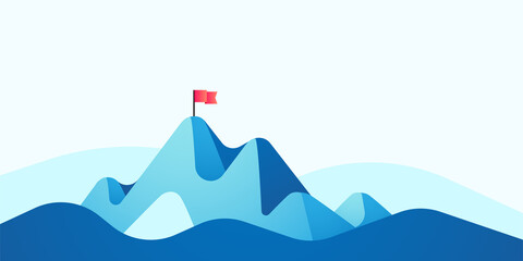 Abstract mountains illustration with flag