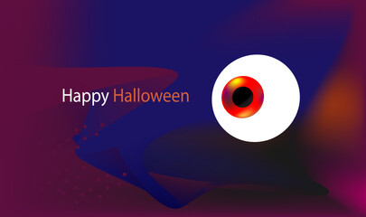 Vector banner zombie eye Halloween. 3d  Halloween greeting card.