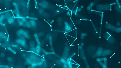 Technology background. Honeycomb concept. Big data. Hexagonal space with connected dots and lines. 3d